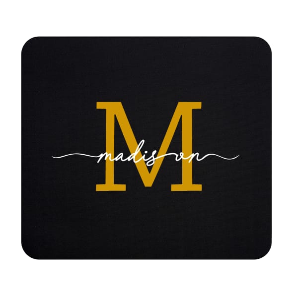 Name & Initial Custom Mousepad - Black